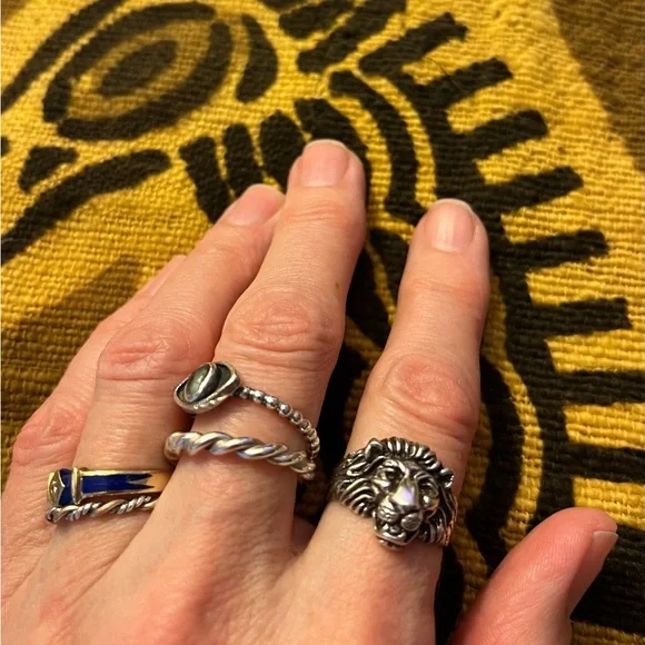 Sterling Silver Antique Lion Head Ring Unisex - Picture 3 of 6